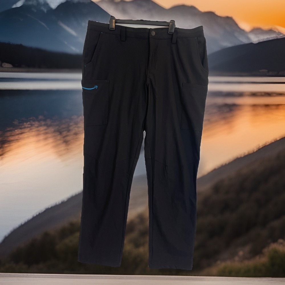 Amazon Luly Yang Cargo Pants Mens XL 36-38 Black Stretch Slim Straight Leg